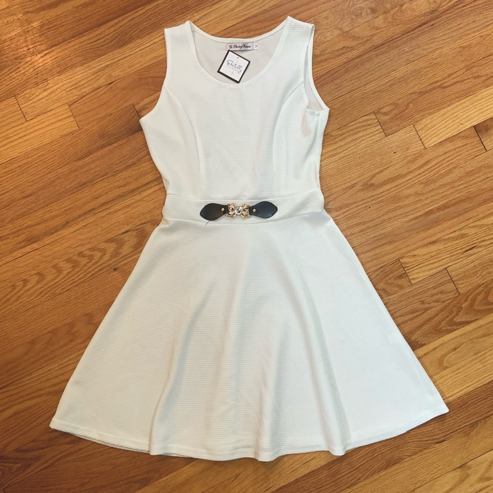 Skater Dress with Mock Belt